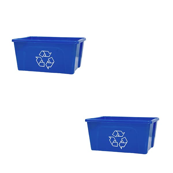 good natured Desktop Recycler, 3 Gallon / 11 Liter – Recycling Bin for Office Recycling Container - Plant Based, BPA-Free Small Storage Bin with Recycling Logo, Blue - 2 Pack
