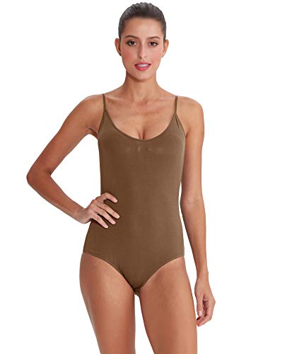 Xintianji Women Adjustable Strap Bodysuit Sexy Scoop Neck Backless Solid Jumpsuit Tank Tops