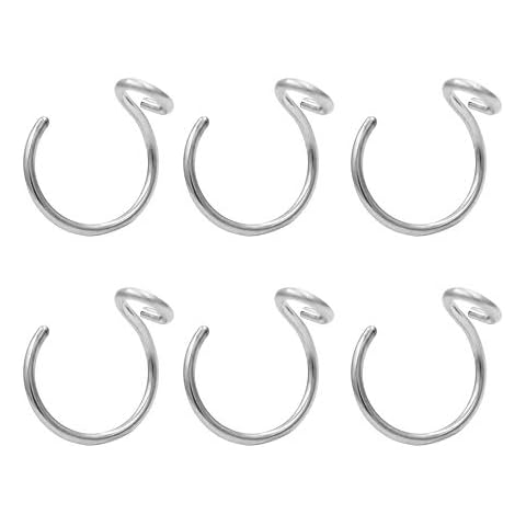 JOFUKIN 6pcs Silver Fake Nose Ring Fake Piercings Fake Nose Rings for Women Mens 20G Faux Body Piercing Jewelry 8mm Face Nose Hoops Set Cover