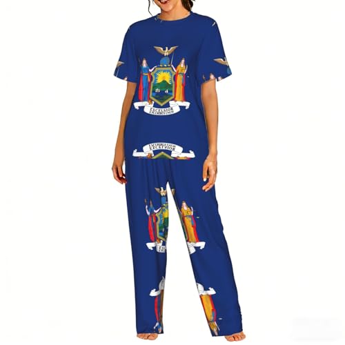 Pyjama doux femme motif drapeau New York pour la détente à la maison