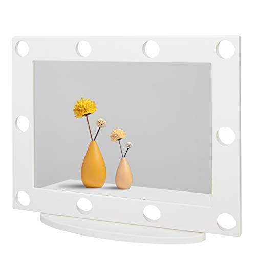 Waneway Miroir de courtoisie avec 10 Trous pré-percés Compatible avec Le kit d'éclairage Hollywood, Miroir de courtoisie éclairé DIY sans Cordon Visible (kit d'éclairage Non Inclus)
