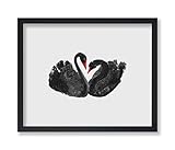 Poster Master Black Swans Poster - Swan Painting Print - Bird Art - Couple Art - Valentine's Day Art - Love Art - Farmhouse Art - Romantic Bedroom or Living Room Wall Decor - 8x10 UNFRAMED Wall Art