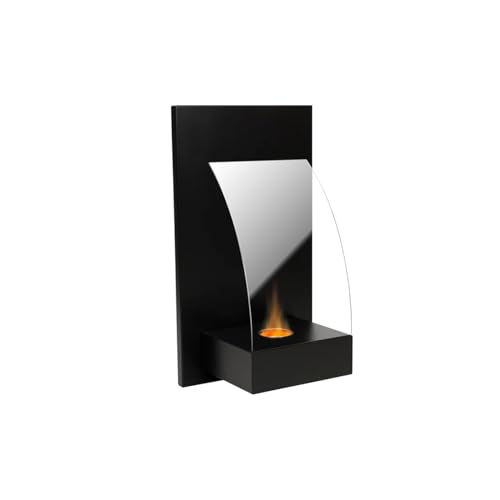 Avilia Chimenea de bioetanol de Parte Negra de Metal y Cristal Templado – Ideal para Crear un Ambiente romántico, es Moderna y Elegante, con combustibles ecológicos y sin Humo ni olores
