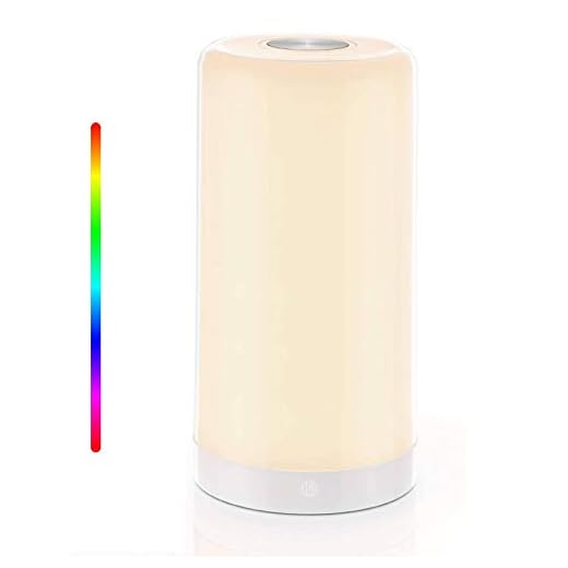 SIMEEGO Table Lamp , with RGB Color Mode, Touch-Sensitive Dimmable Warm White Night Light, LED Touch Control, with Three-Layer Lampshade, Portable Night Light for Living Room and Bedroom