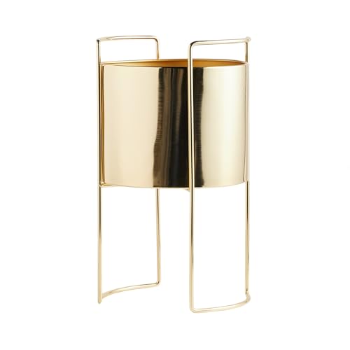 home&you - Pflanztopf Zenaria, Pflanzkübel, Blumentopf, Metall Pflanzgefäß, Übertopf, Deko, Topf für Pflanzen, Kübel, Blumenkübel, Ø30x50cm - Gold