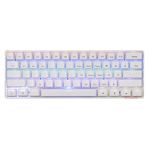 SODIAL Mechanical Keyboard with 5.0 and C-Type Wired 61 Keys Gaming Keyboard for PC Laptop Gamers White