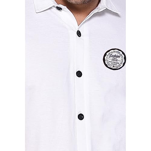 Image of Geum Men's Casual Shirt with Graphic Print | Short Sleeve Button-Down Shirt for Casual & Streetwear Look | Cotton Blend Slim Fit Shirt