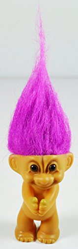 Troll Doll Naked Clip On Arms with Purple Hair by Russ 3.25" tall