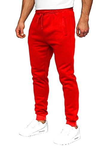 BOLF Herren Jogginghose Sporthose Trainingshose Jogger Sweathose Fitnesshose Jogpants Fußballhose Sweatpants Beinabschluss Pants Baumwolle Slim Fit J.Style CK01 Rot L [6F6] Cover
