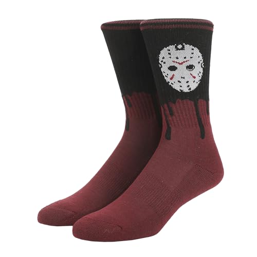 Bioworld Friday The 13Th Black Light Jason Mask Mens Athletic Crew Socks