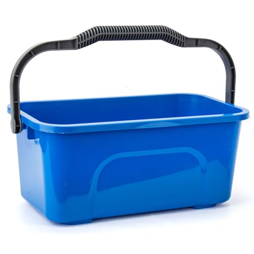 Bucket for Household Cleaning 3 Gallon Plastic Rectangle Water Bucket with Handle for Mopping Car and Window Washing Blue