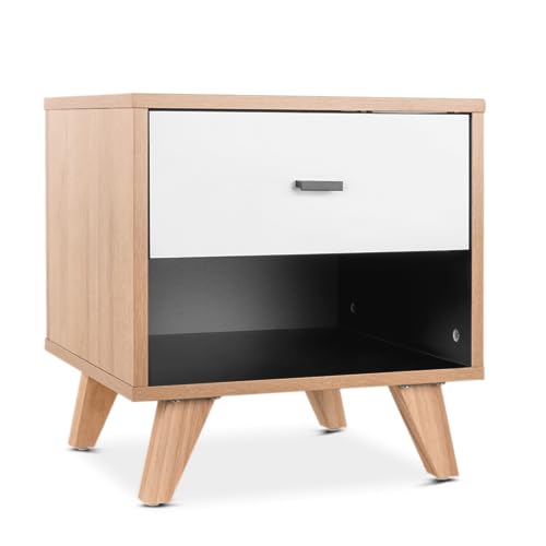 Mc Haus SANSA - Mesita de Noche, para Habitación, Blanca, 42.6 x 39.6 x 45 cm