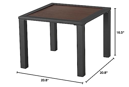 Image of LOKATSE HOME Square Patio Outdoor Side Table with Metal Frame All Weather, Brown
