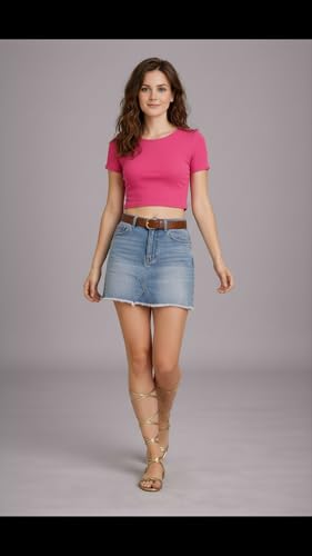 Image of Womens Round Neck Casual Solid Crop Top