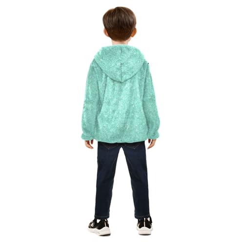 Mint Green Glitter Toddler Fleece Jacket Baby Boys Hooded Zipper Long Sleeve Thick Warm Outerwear 3-10 Years4