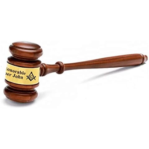 Executive Gift Shoppe | Masonic Wooden Gavel with Personalized Gold Band Cover