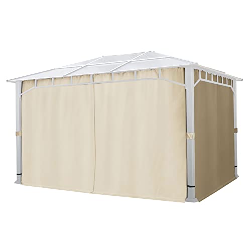 TOOLPORT 4 Seitenteile für Gartenpavillon Sunset Deluxe 3x4 m - Polyester ca. 180 g/m² - mit Reißverschluss - Champagner