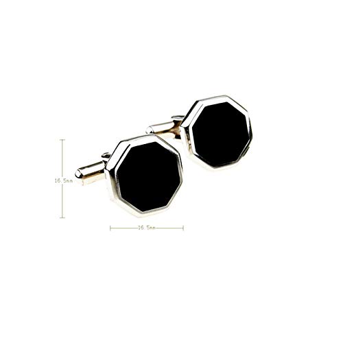Daesar Mancuernillas para Hombre Enamel Octágono Negro miniatura 2