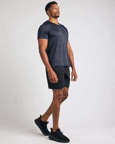 Real Essentials 5 Pack: Men’s V-Neck Dry-Fit Moisture Wicking Active Athletic Tech Performance T-Shirt