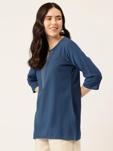 Image of Elegant Short Kurti for Women - 3 /4 Sleeves | Round Neck | (S to XXL)