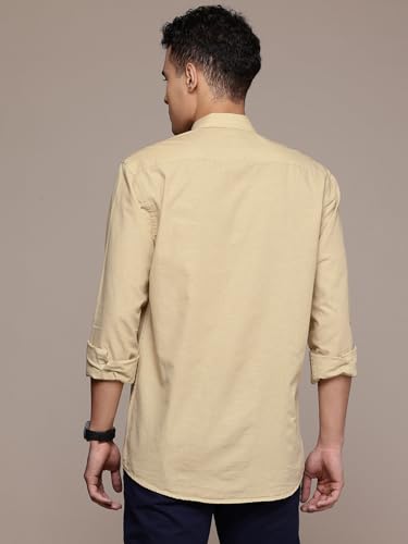 Image of Men's Cotton Linen Solid Shirt | Slim Fit Full Sleeve Casual Shirt | Lightweight | Breaethable | Stylish