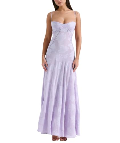 Image of ECDAHICC Women's Summer Boho Cowl Neck Floral Cocktail Party Maxi Dresses High Waist Ruffled Beach Sundress