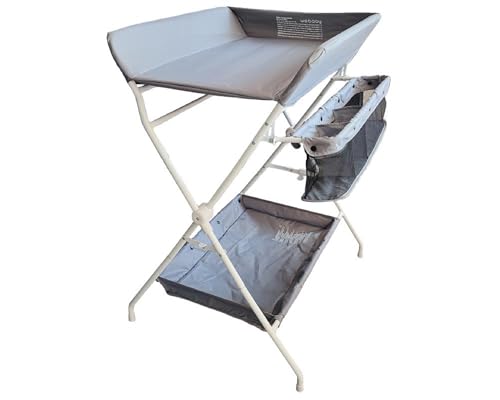WEBABY - Cambiador bebé plegable acero - Blanco/Gris - 80 x 68 x 103 cm