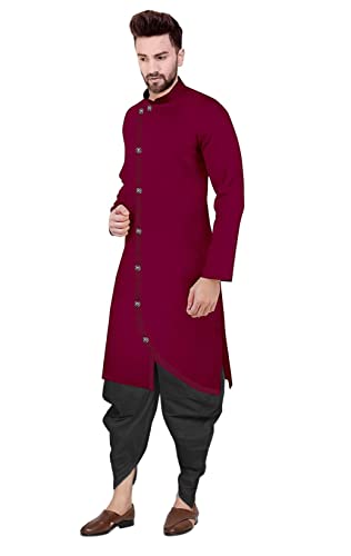 Image of Trustous Mens Cross Kurta Dhoti Set In Cotton