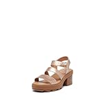 Sorel Women's Joanie Heel Ankle Strap Sandals - Warm Gold, Gum 2 - Size 7.5
