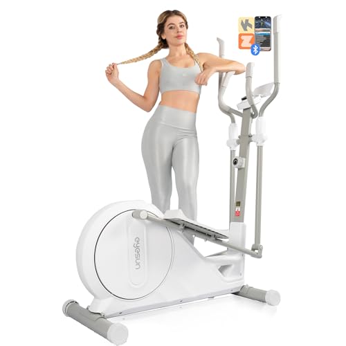 Elliptical Exercise Machine for Home,3-in-1Compact Training Machines with 16 Resistance Levels,14LB Flywheel,Low Impact Magnetic Cross Trainer,Quiet Portable Elliptical for Small Spaces