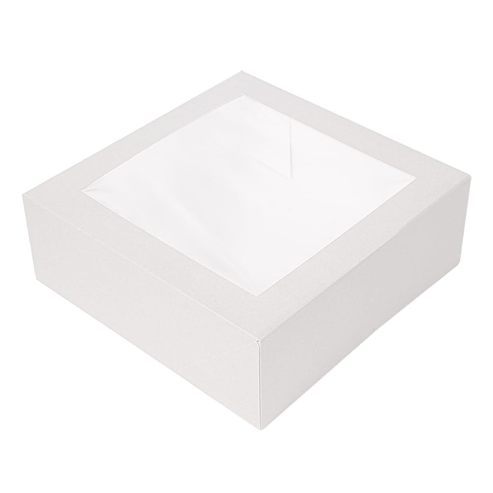 García de Pou - 50 Unidades - Cajas Pastelería Con Ventana 'Thepack' 250 G/M2 + Opp 26X26X8 Cm Blanco Cartón Ondulado Nano-Micro