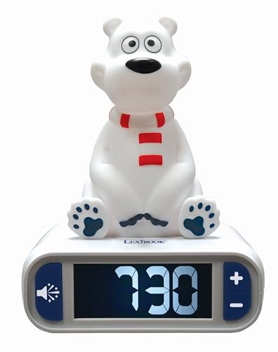 Horloge réveil veilleuse enfant ours polaire Lexibook blanc pour calmer la peur du noir