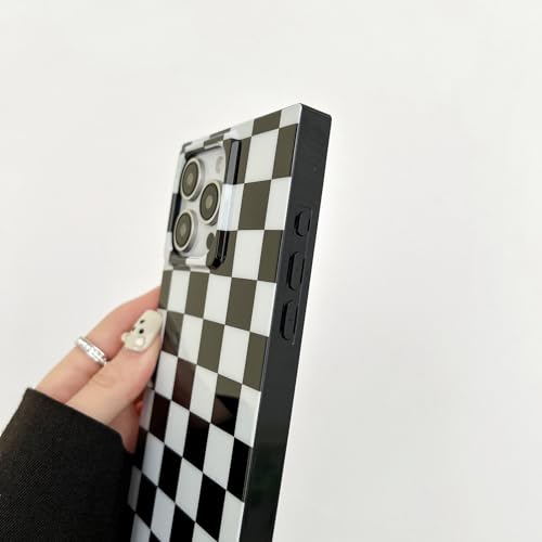 Reezaddin Rectangle Checkered Phone Case for iPhone 15 Pro 2023 Black White Grids Plaid Checkerboard Slim Soft Classic Trunk Design Strong Shockproof Protective Checker Cover for iPhone 15pro 6.1" by Reezaddin - Used condition - Image 8