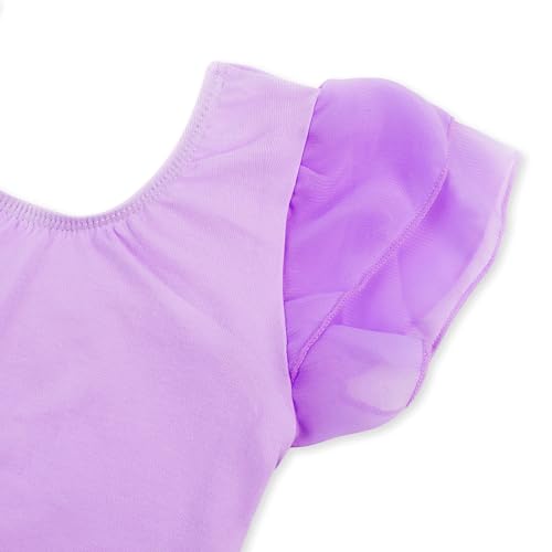 Image of EQSJIU Ballet Leotards for Girls with Removable Skirt Combo Tie Ruffle Sleeve Ballet Dance Dress Outfit 2-12 Years