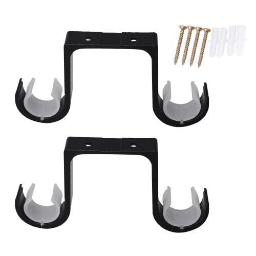 Tiweio Aluminum Alloy Ceiling Mounted Curtain Brackets - 2Pcs, Black