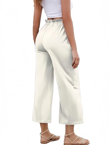Women's Casual High Waisted Pants Self-tie Belted Lounge Pants Straight Long Trousers with Pockets2