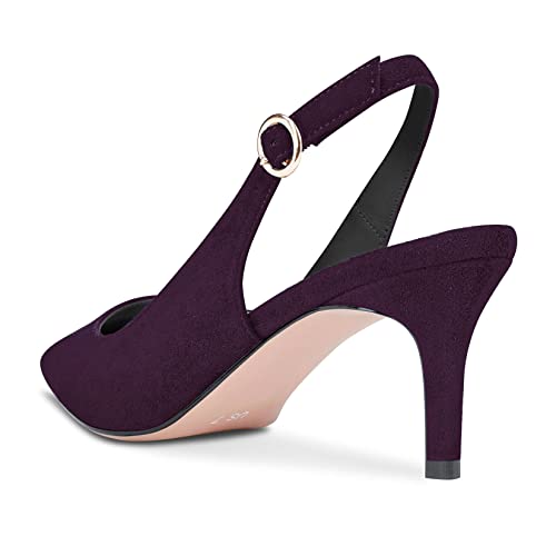 DearOnly Womens Pumps Pointed Toe Slingback Low Kitten Heel Suede Dress Shoes Cute 2.5 Inch3