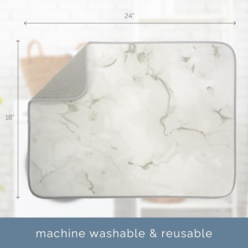 Image of S&T INC. Dish Drying Mat XL, 18 inch x 24 inch, Absorbent Microfiber Kitchen Counter Mat, Dish Drying Pad for Dishes, Utensils, Pots and Pans, Extra Large, Grey Stone