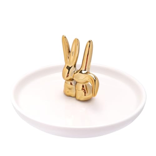 ROMISBABA Bandeja de Cerámica para Joyas Creativa, Plato para Guardar Bisutería y Pequeños Objetos, Adecuado para Decoración de Escritorio y Dormitorio