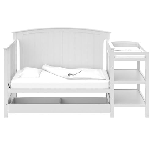 Storkcraft Steveston 5-in-1 Convertible Crib and Changer with Drawer (White) – GREENGUARD Gold Certified, Crib and Changing -Table Combo with Drawer, Converts to Toddler Bed, Daybed and Full-Size Bed - Image 6