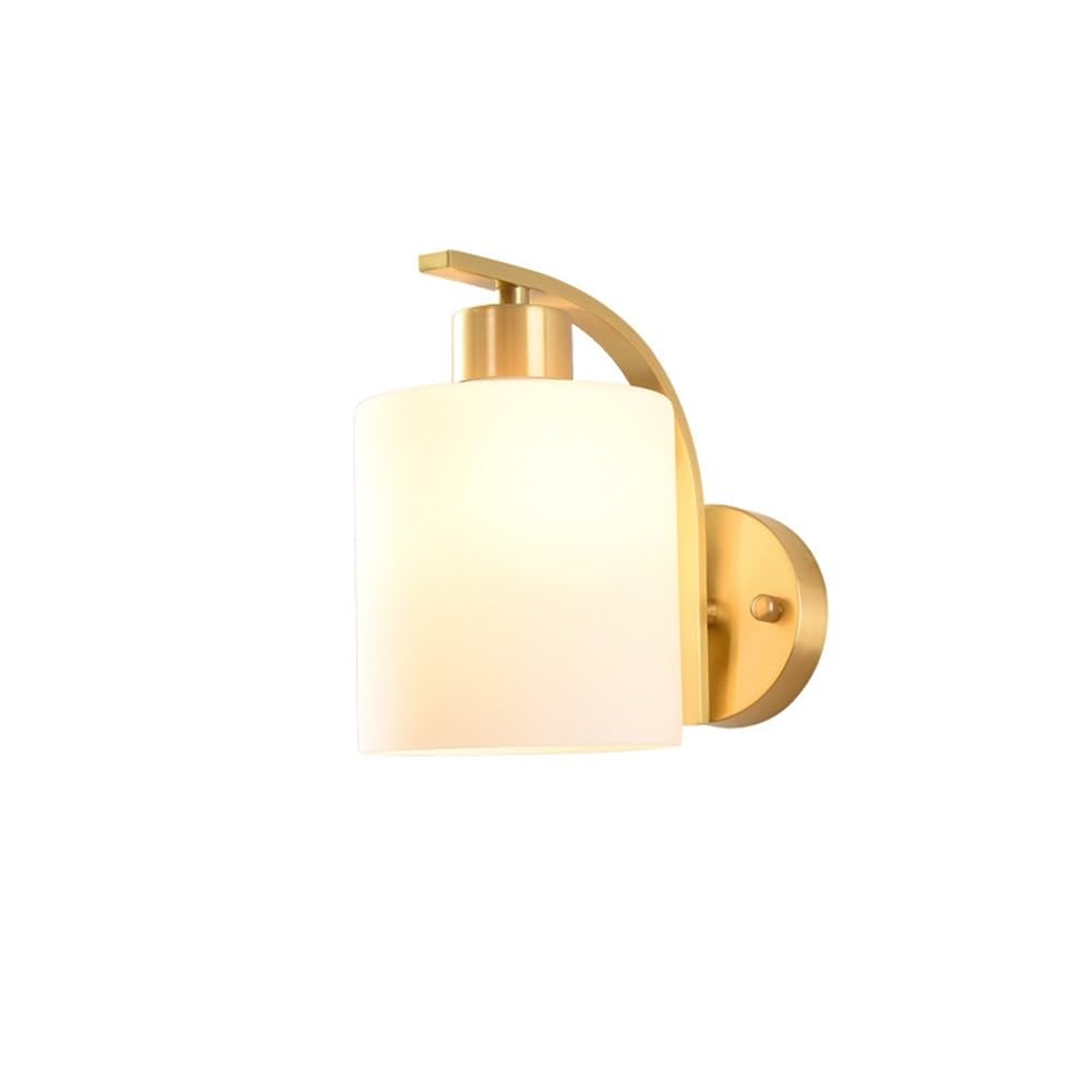 HPTHLY Nordic Bedside Wall Sconces Middlees Brass Hallway Stairs Wall Mounted Lamp Indoor Home Farmhouse Glass Wall Light For Living Room Corridor