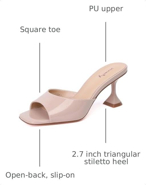 Image of vivianly Womens Square Open Heels Sandals Slip on Heeled Slides Mules for Party Daily Wear