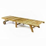 Divero GL05657 klappbare Sonnenliege Gartenliege Relaxliege Holzliege Liege aus unbehandeltem Teak-Holz 200x57x34 extra hohe und bis zur Liegeposition verstellbare Rückenlehne, Braun - 2