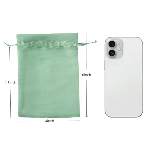 Image of QIANF 20 Pcs Sage Green Small Organza Bags 4X6 inch for Wedding Favors with Drawstring, Mini Mesh Gift Bags Jewelry Pouch for Candy Bridal Shower Party Favor Baby Shower Christmas