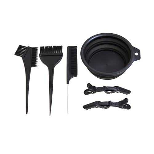6 Piezas de teñido cabello herramientas juego pinceles para teñir cabello, cuenco para teñir Cabello, doble cara teñido cabello peinado peine, peine de cola puntiaguda, 2 pinzas de pelo cocodrilo