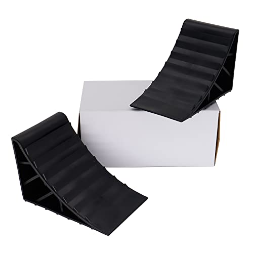 2X Anhänger Keile Radkeile Unterlegkeile Bremskeile Schwarz mit Halter Bremskeil Auto Keil KFZ Auto Wohnwagen