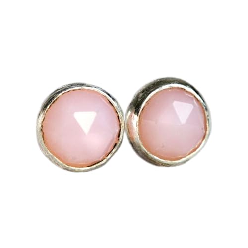 Puces d'oreilles en opale rose naturelle hypoallergéniques en argent contre les irritations
