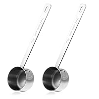 Lnngub 2 Stück Kaffeelöffel Portionierer, 30 ml Edelstahl Kaffee Messlöffel Kaffeelöffel mit Langem Griff für Kaffeeflüssigkeit, Kaffeebohnen, Gewürze, Milch, Tee, Pulver, Zucker