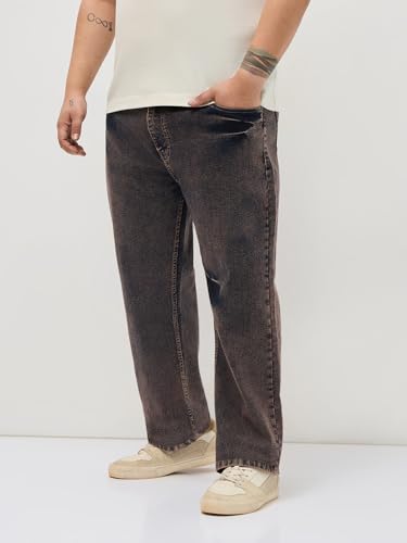 Image of Urbano Plus Men's Regular Fit Heavy Washed Denim Jeans Stretchable