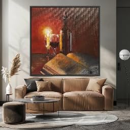 Toile nature morte Soirée chaleureuse pour réchauffer un mur blanc
